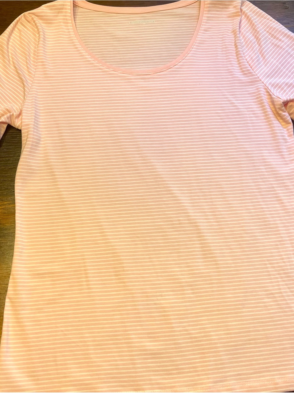 Lands' End Size Small Pink and White Striped long Sleeve Scoop Neck Tee
